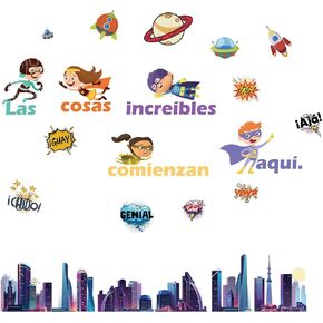 1step2dream Spanish Inspirational Bulletin Board Set for Classroom Decor - Welcome Sign Poster and Positive Accent Wall Art - Motivational Decorations