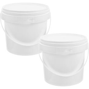 2pcs for Container Heavy Bucket All Toys Portable Household Pets Barrel Tub Kitchen Food Bucke Duty with Treasure Grade Lid Storage Buckets Cream Plastic L and Ice Handle