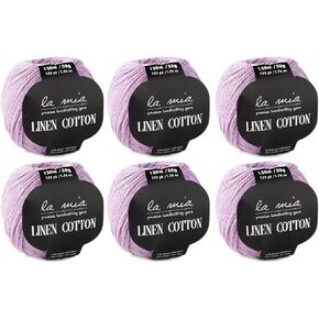 6 Ball (Pack) La Mia Linen Cotton, Total 10.58 Oz. 70% Cotton, 30% Linen, Each 1.76 Oz (50g) / 132 Yrds (120 m), 3 Light DK, Light Green - L186