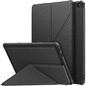 MoKo Case Fits All-New Amazon Kindle Fire HD 10 Tablet (13th Generation, 2023 Release) 10.1", Origami Standing Shell Cover with Magnetic PC Back Cover, Denim Black