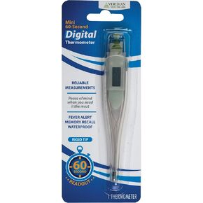 Digital Thermometer | 60-Second Readout | Fahrenheit Measurements | Rigid Tip | Fever Alert | One-Year Warranty