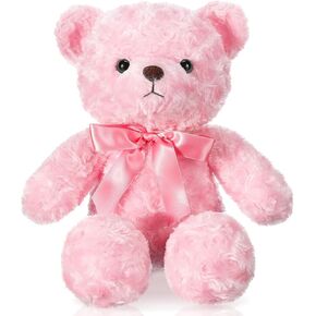 16 Inches Girl's First Bear Plush Stuffed Animal Bear Soft Cute Bear with Bow Plush Toys for Girl Girlfriend Baby Shower Birthday Gifts Valentine's Day Gifts(Pink)