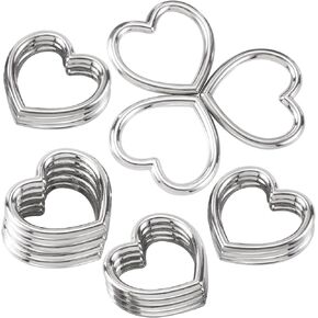 20pcs Heart Shape Craft Ring Buckles, Hollow Metal Linking Rings for DIY Gothic Punk Leather Choker Necklace Anklet Bracelet Belts Bags Shoes-Silver