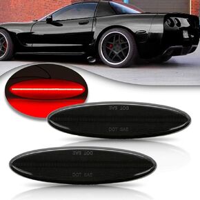 Smoked Lens Corvette C5 LED Side Marker Light Kit For 1997-2004 Corvette C5 Z06 Red/Rear Side Fender Turn Signal Lamps