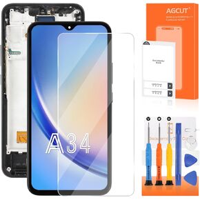 قطع غيار شاشة INCELL لهاتف Samsung Galaxy A34 لشاشة Samsung A34 LCD SM-A346E SM-A346B SM-A346M قطع غيار تجميع شاشة تعمل باللمس مع إطار in Saudi Arabia