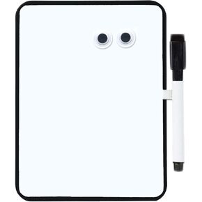 PTY Magnetic Dry Erase Board 6" x 8" with Magnetic Marker and 2 Magnets - Mini Whiteboard for School Locker, Fridge, Office, Home (Black Framed)