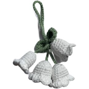 White Creative Knitted Orchid Flower Keychain Charms Crochet Flower Pendant for Car Key Purse Phone Supplies Mini Macrame Keychains Boho Macrame Bag Charms or Car Key Purse Phone Wallet