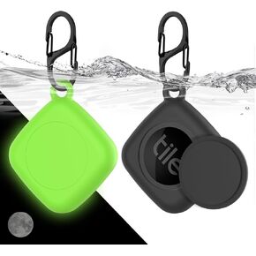 [2 Pack] for Tile Mate Case 2022 with Waterproof Cover, Soft Silicone Case for Tile Tracker, Full Body Protective Cover for Tile Mate Holder, Hidden Tile Key Finder with Carabiner (Off White+Pink)