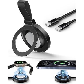 Meifigno 2 in 1 Magnetic Wireless Charger for iPhone & Apple Watch with Kickstand, Compatible with MagSafe, Fast Charging Pad with USB C Cable for iPhone 15/14/13/12 Series, iWatch (Plug to use)
