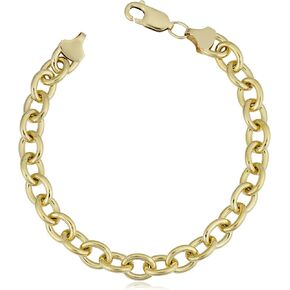 Kooljewelry 14k Yellow Gold Filled 7.5 mm Unisex Bold Oval Link Chain Bracelet
