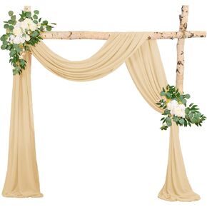 Wedding Arch Draping Fabric, 4 Panels 28" x20ft Dusty Blue Sheer Chiffon Curtain Drapes for Wedding Drapes Sheer Backdrop Curtains for Wedding Ceremony Reception Party Decoration