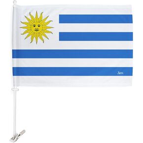 Breeze Decor Copa America 2024 Uruguay Car Flag Bandera Para Carros De Uruguayan Window Clip Pole FIFA Sports Fan Gifts World Cup 2026 Football Poster Soccor League, Patriotic Decorations Made in USA