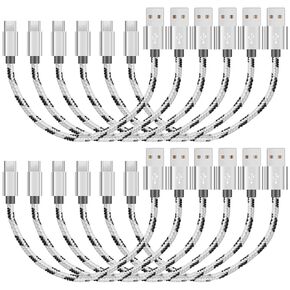 USB A to USB C 3.1A Fast Charging Cable[10Pack,1ft], Short Type C Charger Cord Durable Nylon Braided Compatible with iPhone 15 pro Max Samsung Galaxy S24 S23 S22 Ultra Google Pixel
