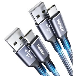 Fannoday USB C Cable, (2-Pack 2FT) USB Short Type C Cord Fast Charging Data Sync Braided Compatible with Samsung Galaxy S23 S22 S21, iPhone 15/15 Pro Max, LG, Pixel Other USB C Charger