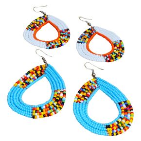 TEMBO AFRICA Set of 2 Maasai Beaded Earrings Handmade African Earrings Length: 3 Inches (with hooks) Boho Jewelry Gifts Handmade From Africa