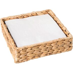 Caddy Woven Basket Lunch Holder, Holds 6.5" x 6.5" Napkins, Water Hyacinth