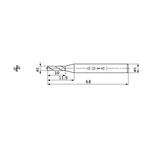 Mitsubishi Materials MWS0200SB Series MWS Solid Carbide Drill, Internal Coolant, 1 mm Hole Depth, 2 mm Cutting Dia, 0.4 mm Point Length, 3 mm Shank Dia.