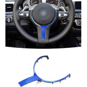 Carbon Fiber Steering Wheel Trim Cap Replacement for BMW F30 F31 F34 F35 F80 F10 F11 F01 F02 F03 F04 F07 F20 F21 F22 F23 F32 F33 F36 F82 F83 F25 F26 F15 F16 - Black