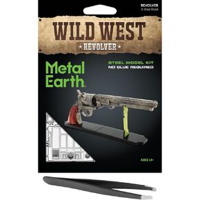 Metal Earth Fascinations Wild West Revolver 3D Metal Model Kit Bundle with Tweezers