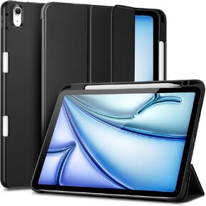 ESR for iPad Air 11 Inch Case M2 2024, iPad Air 6th/5th/4th Gen(2024/2022/2020) with Pencil Holder, Trifold Stand Case for iPad Air 5/4 with Flexible Back, Auto Sleep and Wake, Rebound Series, Black