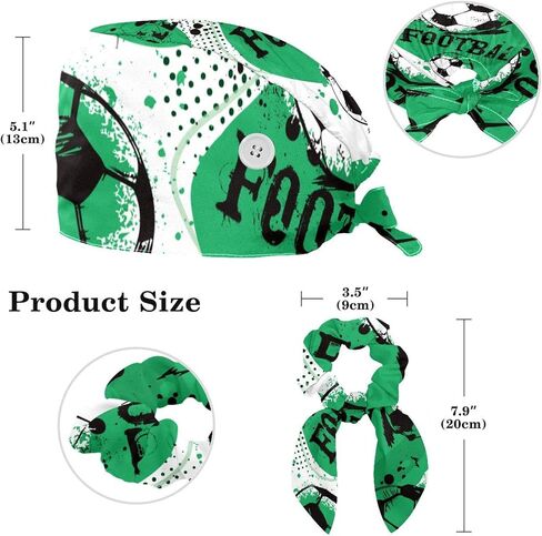 قبعات منتفخة مع زر كرة القدم قبعة جراحية خضراء طبية وأذن أرنب Scrunchie مجموعة قبعات فرك القطن العصابة in Saudi Arabia