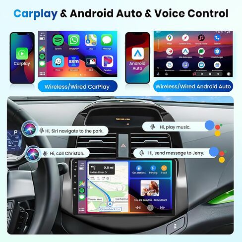 2G+64G Car Radio for Chevrolet Spark 2011-2014 with Wireless Carplay Android Auto - 9 Inch Touch Screen Android 13 Car Radio - GPS/WiFi/Bluetooth/FM/SWC/HD Backup Camera in Saudi Arabia