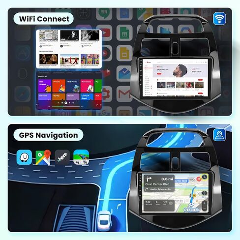 2G+64G Car Radio for Chevrolet Spark 2011-2014 with Wireless Carplay Android Auto - 9 Inch Touch Screen Android 13 Car Radio - GPS/WiFi/Bluetooth/FM/SWC/HD Backup Camera in Saudi Arabia