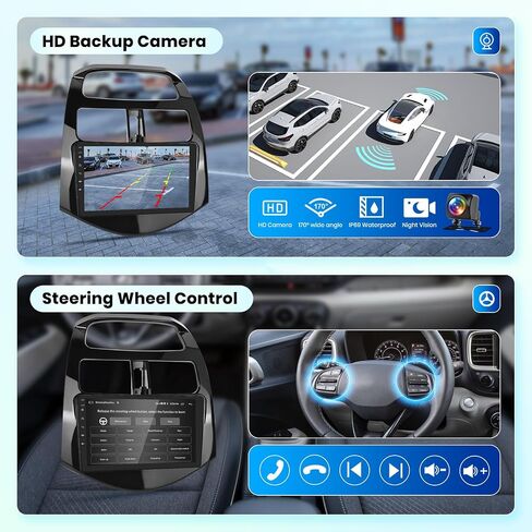 2G+64G Car Radio for Chevrolet Spark 2011-2014 with Wireless Carplay Android Auto - 9 Inch Touch Screen Android 13 Car Radio - GPS/WiFi/Bluetooth/FM/SWC/HD Backup Camera in Saudi Arabia
