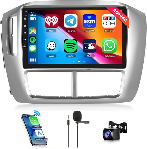 2G+64G لسيارة Honda Pilot 2006-2008 ستيريو سيارة Android مع Carplay لاسلكي Android Auto، شاشة لمس 9 بوصة راديو سيارة بلوتوث يدعم نظام تحديد المواقع والملاحة WiFi وصوت FM SWC USB + كاميرا احتياطية in Saudi Arabia