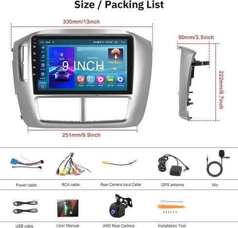 2G+64G لسيارة Honda Pilot 2006-2008 ستيريو سيارة Android مع Carplay لاسلكي Android Auto، شاشة لمس 9 بوصة راديو سيارة بلوتوث يدعم نظام تحديد المواقع والملاحة WiFi وصوت FM SWC USB + كاميرا احتياطية in Saudi Arabia