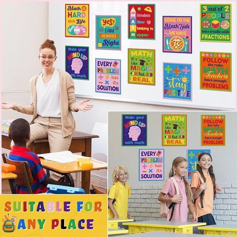 10 Pcs Math Classroom Wall Decor Math Educational Poster for Classroom Inspirational Education Poster Growth Mindset Bulletin Board Set for Middle High School Math Teacher 11 x 14 Inch in Saudi Arabia