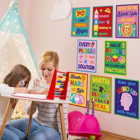 10 Pcs Math Classroom Wall Decor Math Educational Poster for Classroom Inspirational Education Poster Growth Mindset Bulletin Board Set for Middle High School Math Teacher 11 x 14 Inch in Saudi Arabia