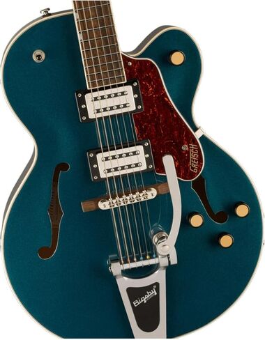 حزمة جيتار كهربائي Gretsch G2420T Streamliner مكون من 6 أوتار (ياقوتي منتصف الليل) مع علبة هيكل مجوفة Gretsch G2420T (أسود) (عنصران) in Kuwait