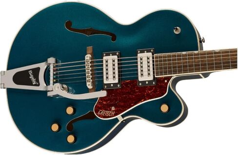 حزمة جيتار كهربائي Gretsch G2420T Streamliner مكون من 6 أوتار (ياقوتي منتصف الليل) مع علبة هيكل مجوفة Gretsch G2420T (أسود) (عنصران) in Kuwait
