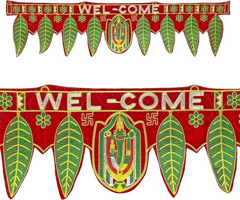 SATVIK Handmade Valvet Fabric Toran Door Decorations Indian Diwali Decorations Items Fancy Door Subh Labh Latkan Bandarwal Hangings Valance Deepawali Mandir Puja Diwali Diya Rangoli Traditional Items in Saudi Arabia