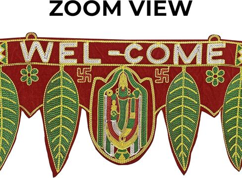 SATVIK Handmade Valvet Fabric Toran Door Decorations Indian Diwali Decorations Items Fancy Door Subh Labh Latkan Bandarwal Hangings Valance Deepawali Mandir Puja Diwali Diya Rangoli Traditional Items in Saudi Arabia