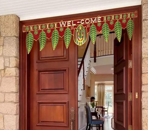 SATVIK Handmade Valvet Fabric Toran Door Decorations Indian Diwali Decorations Items Fancy Door Subh Labh Latkan Bandarwal Hangings Valance Deepawali Mandir Puja Diwali Diya Rangoli Traditional Items in Saudi Arabia