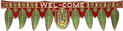 SATVIK Handmade Valvet Fabric Toran Door Decorations Indian Diwali Decorations Items Fancy Door Subh Labh Latkan Bandarwal Hangings Valance Deepawali Mandir Puja Diwali Diya Rangoli Traditional Items in Saudi Arabia