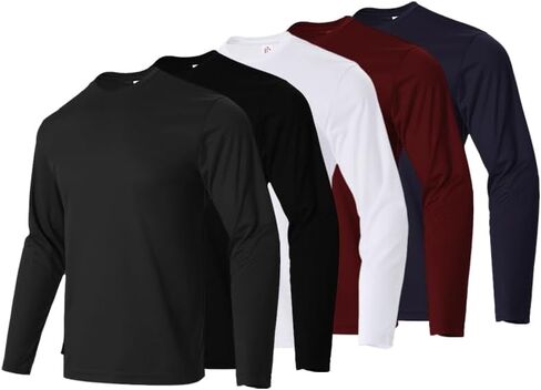 5 Pack Men's T-Shirts,Long Sleeve Athletic Shirt Men,Quick Drying Soft Moisture Wicking Odor Protection in Saudi Arabia