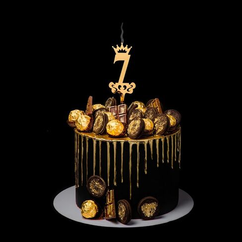 Number 5 Candle Topper Gold | Food-Safe & Reusable | Birthday, Anniversary, Milestone Celebration, Wedding, Party Cake Decoration | Elegant Number Candle for Kids & Adults in Saudi Arabia