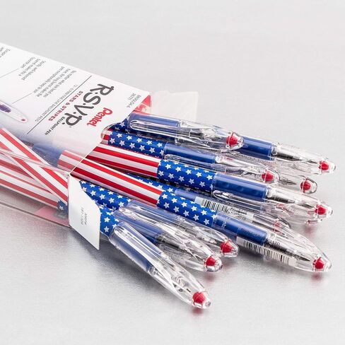 Pentel RSVP Ballpoint Pen, (0.7mm) Fine Line, Flag Barrel, Black Ink,(12 count) in Saudi Arabia