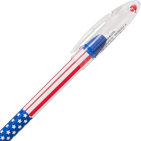Pentel RSVP Ballpoint Pen, (0.7mm) Fine Line, Flag Barrel, Black Ink,(12 count) in Saudi Arabia