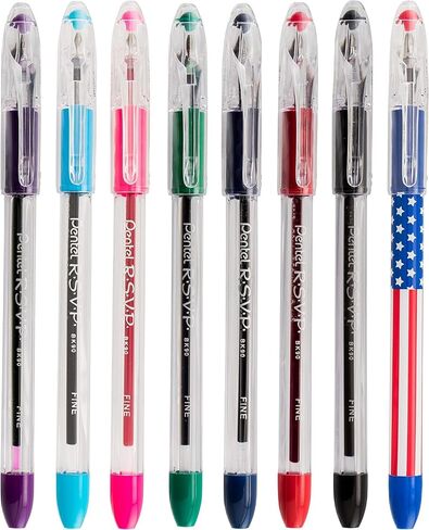 Pentel RSVP Ballpoint Pen, (0.7mm) Fine Line, Flag Barrel, Black Ink,(12 count) in Saudi Arabia
