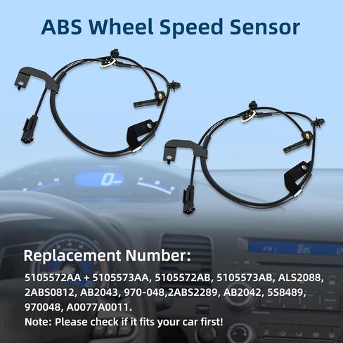 2 قطعة مستشعر سرعة العجلات الأمامية اليسرى واليمنى ABS لسيارة دودج كاليبر 2007-2012، لسيارة جيب كومباس 2007-2016، لسيارة جيب باتريوت 2007-2016 استبدال 5105572AA 5105573AA in Kuwait