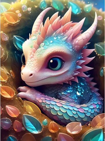 مجموعات الرسم الماسي فورلاند التنين للبالغين المبتدئين - 5D DIY لطيف التنين الكامل الحفر الماس مجموعات اللوحة الحرف لديكور جدار المنزل، مجموعات الفن الماس، 12 × 16 بوصة in Kuwait