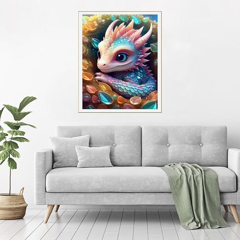 مجموعات الرسم الماسي فورلاند التنين للبالغين المبتدئين - 5D DIY لطيف التنين الكامل الحفر الماس مجموعات اللوحة الحرف لديكور جدار المنزل، مجموعات الفن الماس، 12 × 16 بوصة in Kuwait