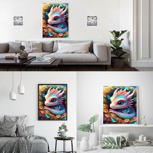 مجموعات الرسم الماسي فورلاند التنين للبالغين المبتدئين - 5D DIY لطيف التنين الكامل الحفر الماس مجموعات اللوحة الحرف لديكور جدار المنزل، مجموعات الفن الماس، 12 × 16 بوصة in Kuwait