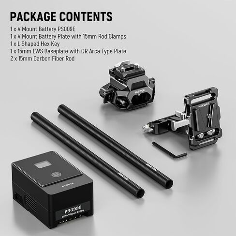 NEEWER PS099E Mini V Mount Battery & Plate Kit قابلة للطي مع LWS Arca Type QR Camera Mount Baseplate، قضبان 15 مم، 6800 مللي أمبير 99Wh 14.5V 65W PD Type C in/Output متوافق مع SmallRig BMPCC 4K 6K in Saudi Arabia