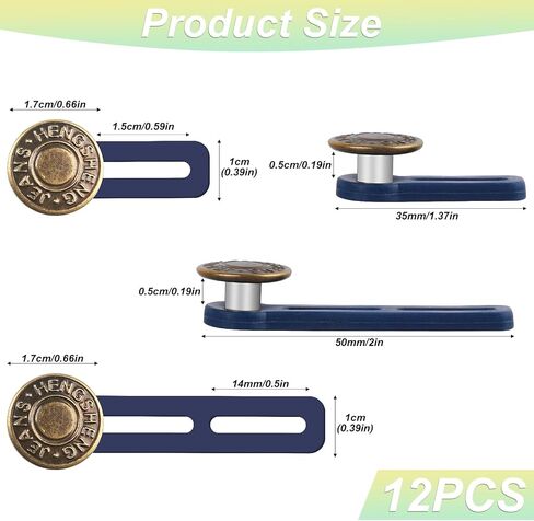12 Pcs Button Extenders for Jeans, Jean Button Extender, Button Extender for Pants Button Extender, Waist Extenders for Pants for Men Women, Instant No Sewing Pants Waistband Extender Buttons in Saudi Arabia