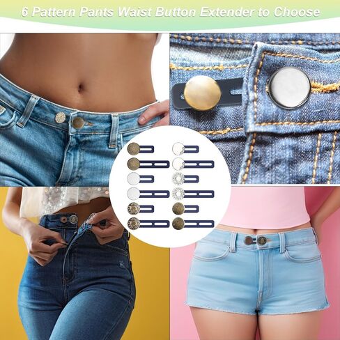 12 Pcs Button Extenders for Jeans, Jean Button Extender, Button Extender for Pants Button Extender, Waist Extenders for Pants for Men Women, Instant No Sewing Pants Waistband Extender Buttons in Saudi Arabia